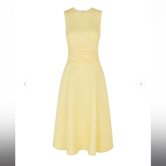 Hobbs London Sleeveless pastel or butter yellow linen dress, uk 8/eu 36/us 4 - Picture 2 of 5